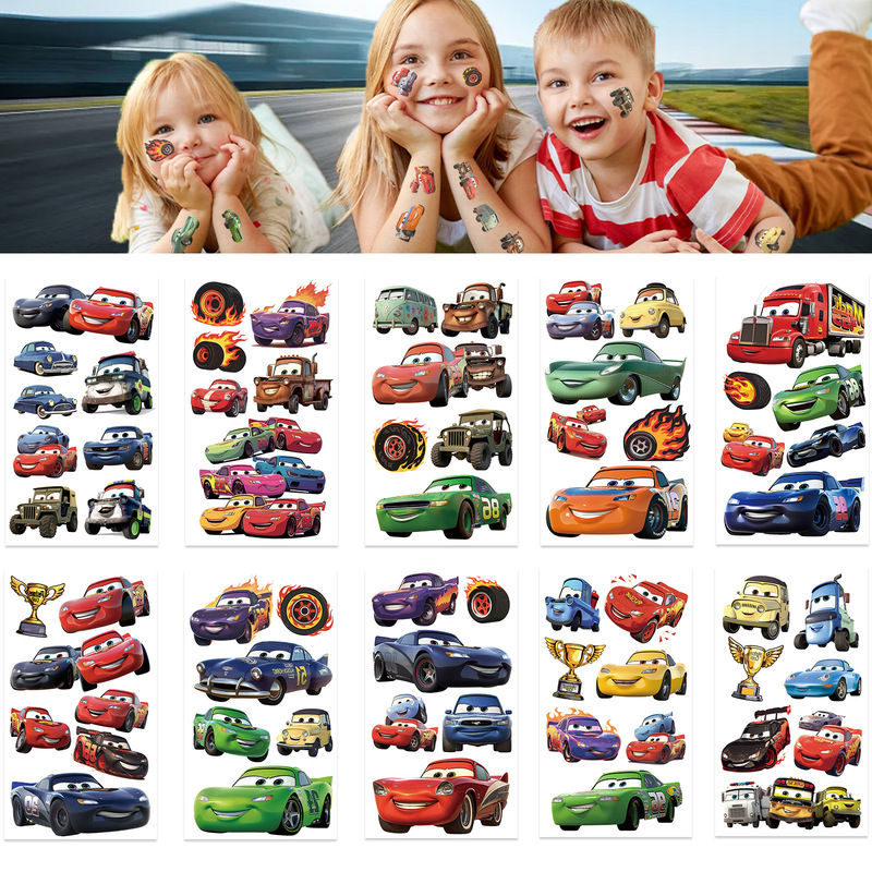 Cross-Border Popular Cartoon Movie Racing Tattoo Stickers to Reward Students, Children, Boys, Party Temporary Tattoos, Waterproof and Sweat-Proof