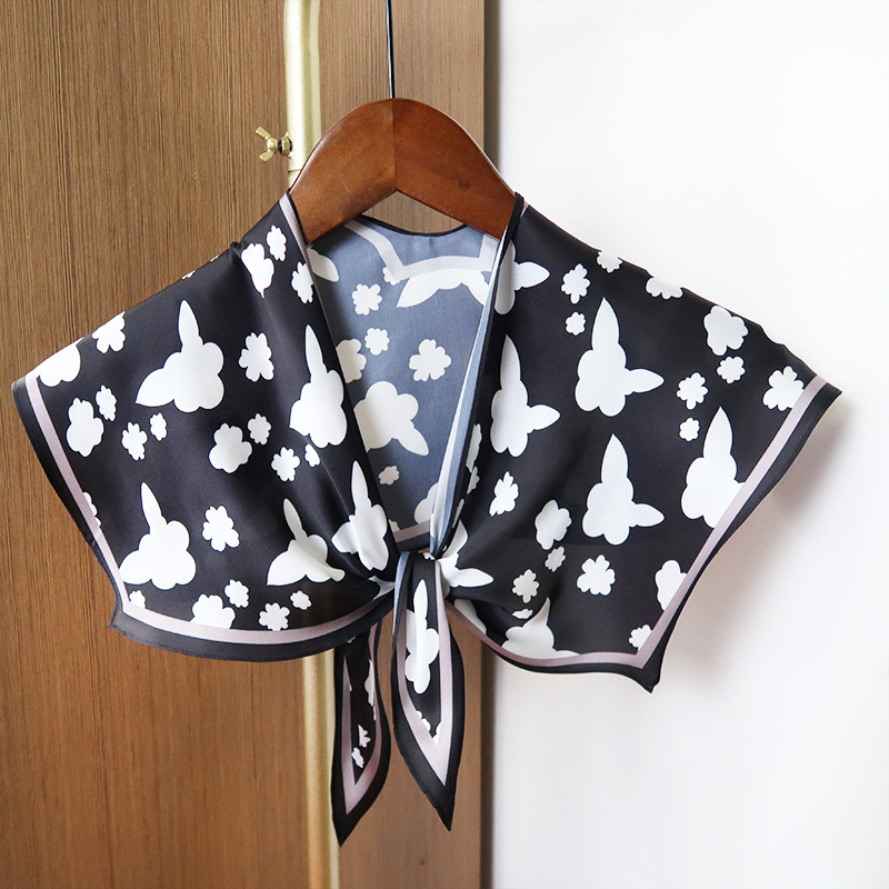 2025 nuevo bufandas de seda hexagonal bufandas de hombro alta sensación de moda de diseño minimalista de seda simulada bufandas temperamento universal