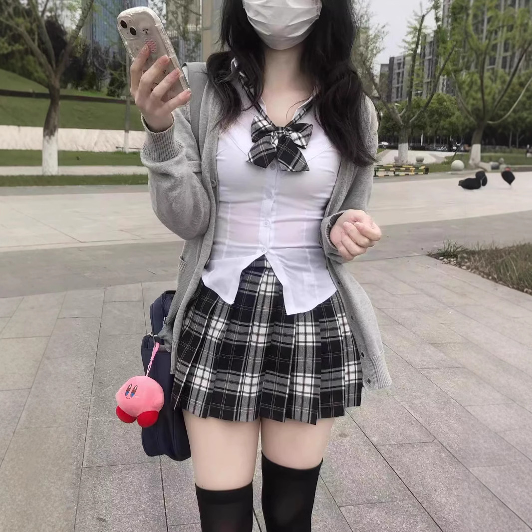 JK 유니폼 유료 스커트 [칠판] 일본 아카데미 스타일 개 짧은 유료 스커트 학교 감각 높은 허리 조커 스커트 여성