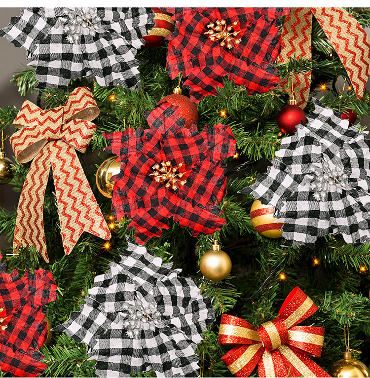 Christmas Plaid Cloth Flower Decoration Wholesale Nihaojewelry display picture 5