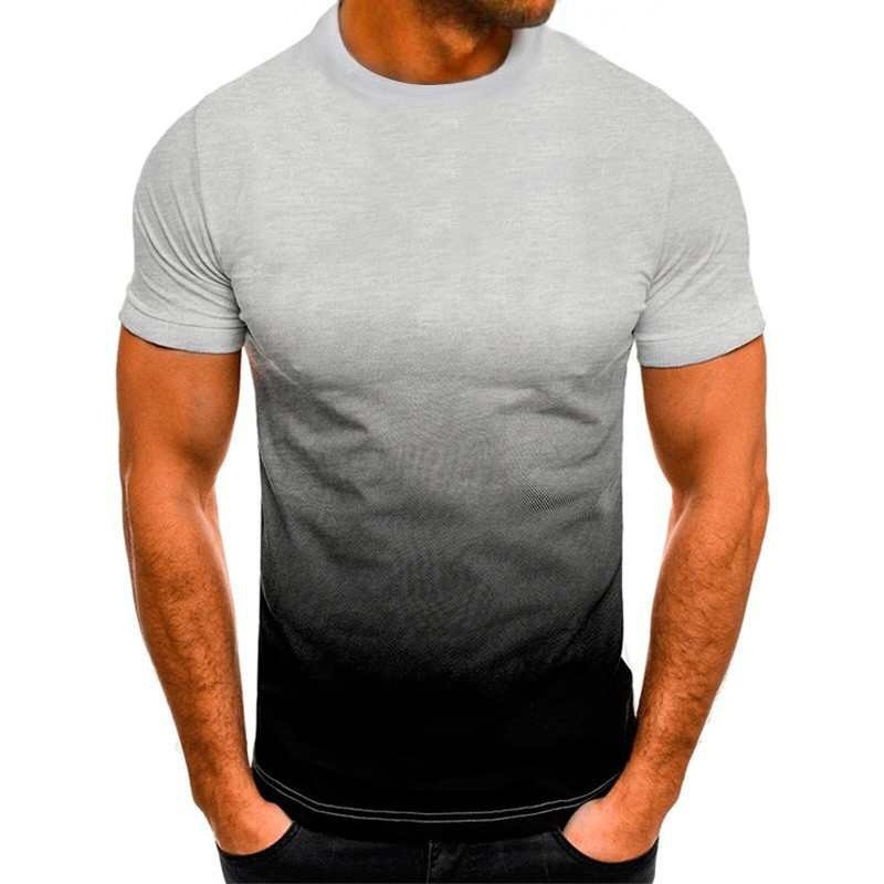 Men's Gradient Color Simple Style Round Neck Short Sleeve Loose Men's T-shirt display picture 5