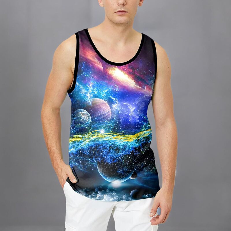 Laidipas Men's 3D Tank Tops Summer Casual Novelty Sleeveless Shirt Unisex Colorful Graphic Tops t