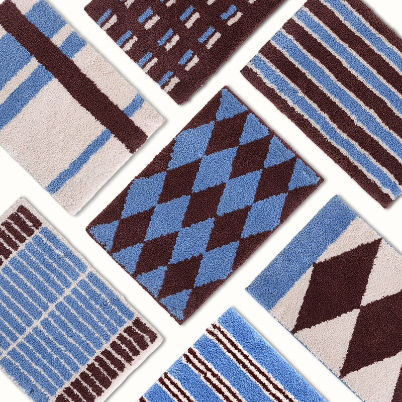 Cross-border Korean-style simple geometric pattern flocked carpet, non-slip and dirt-resistant long-pile rug for living room, quick-dry carpet for bathroom Cross-border Korean-style simple geometric pattern flocked carpet, non-slip and dirt-resistant long-pile rug for living room, quick-dry carpet for bathroom