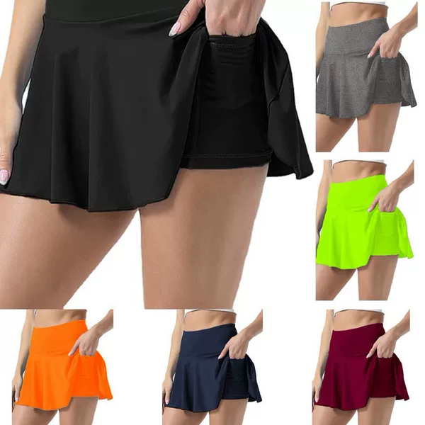 Cross-Border 2025 European and American Popular Yoga Short Skirt High-Waisted Pleated Summer Casual Skirt for Women Factory Wholesale