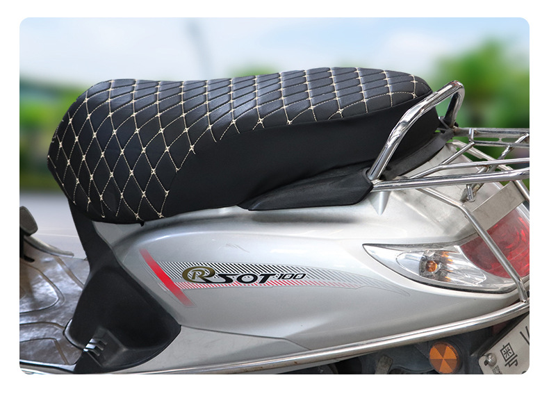 Moshuntong electric car leather embroidered composite sponge cushion cover motorcycle thickened warm sponge winter cushion