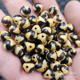 牙黄虎牙天珠圆珠玉石散珠包浆仿古玛瑙8毫米diy手链项链饰品珠子