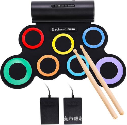 Desktop Portable Colorful Handheld Practice Drum Kit for Beginners Children Electronic Drum Silicone Foldable Jazz Drum