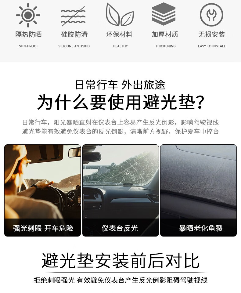 Suitable for Beijing Hyundai Elantra Center Console Sun Protection Mat, Elantra Car Dashboard Front and Rear Sun Protection