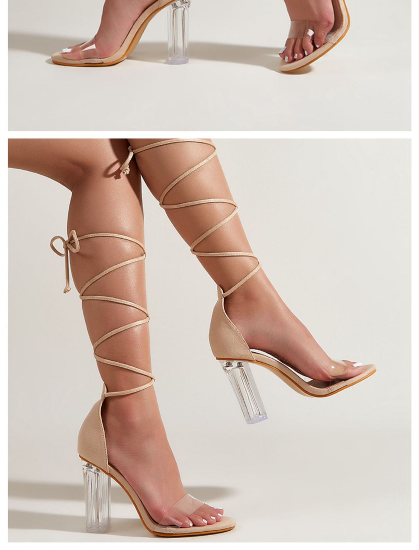 round toe strap transparent thick high heels sandals  NSZLX118123