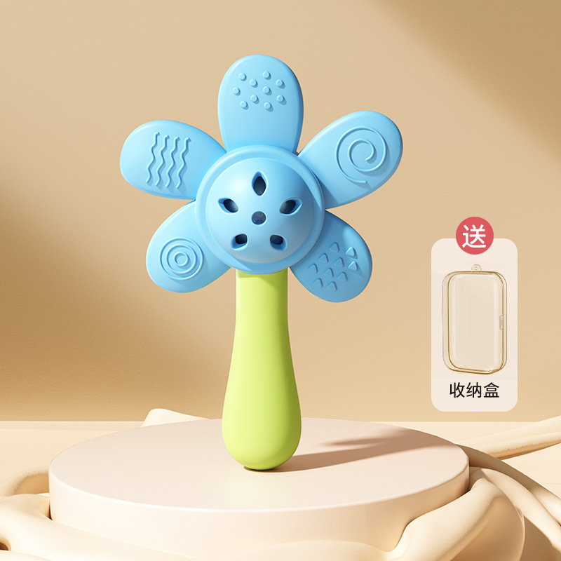 [치발기&딸랑이&그립 3-in-1] 플라워 스카이블루 [무료보관함]