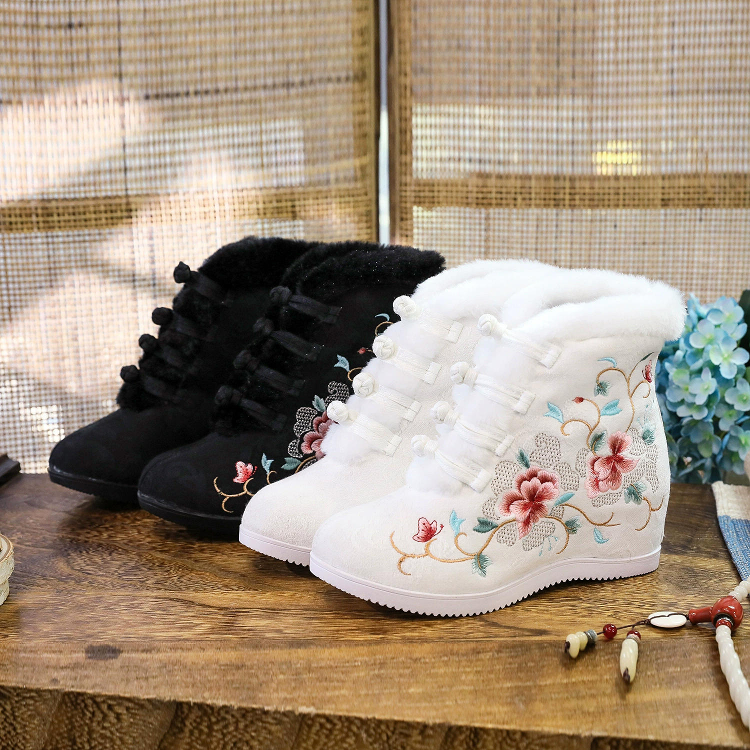 Хлопковые сапоги Koujin, зимние стеганые хлопковые сапоги на высоком каблуке с флисовой подкладкой, хлопковая обувь с вышивкой под старинную пряжку