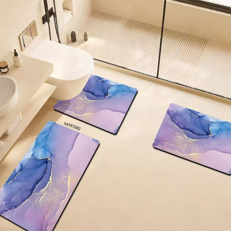 Alfombra de barro de diatomeas simple, alfombrilla de baño de secado rápido absorbente de agua especial, alfombrilla de baño de tres piezas antideslizante y resistente a la suciedad