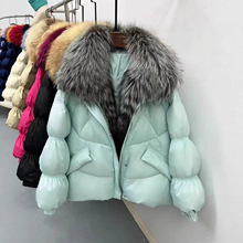 2025冬新款欧美风高端可拆卸真银狐毛领鹅绒羽绒服女轻奢保暖外套