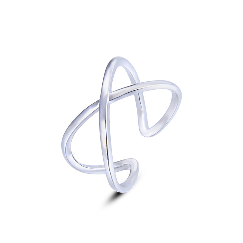 925 anillo cruzado de plata esterlina hembra ins estilo fresco personalidad simple anillo liso anillo de sentido de alto grado anillo de dedo índice de nicho