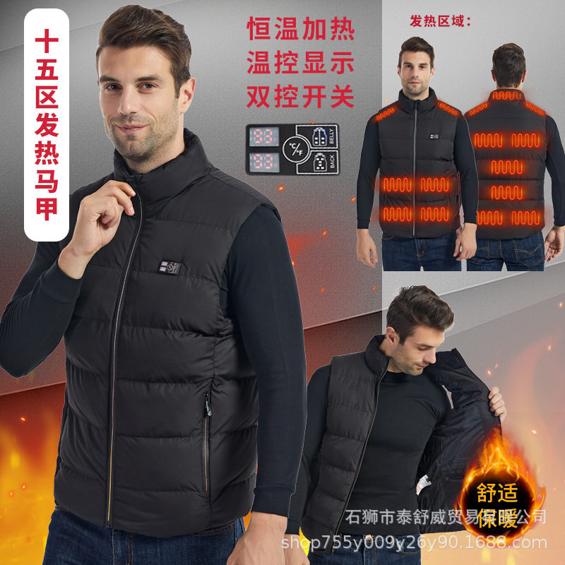 Chaleco calefactor inteligente de invierno Chaleco calefactor eléctrico Chaleco calefactor recargable y frío Ropa calefactor de cuerpo completo Chaleco calefactor masculino y femenino