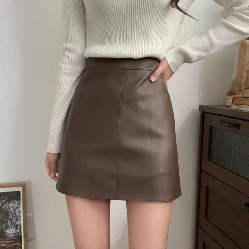 包臀裙皮裙半身裙2025女显瘦秋冬季字新款PU短裙子A冬装高腰百搭