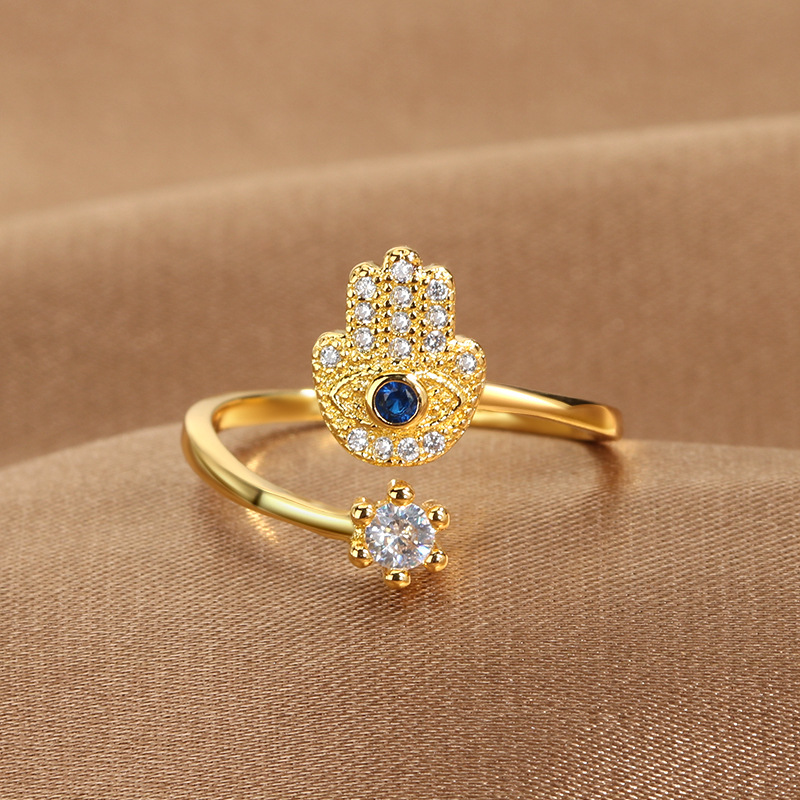 Open Ring Classification Adjustable Ring Size 1 Piece Lady Devil's Eye Copper Plating Artificial Gemstones Open Ring