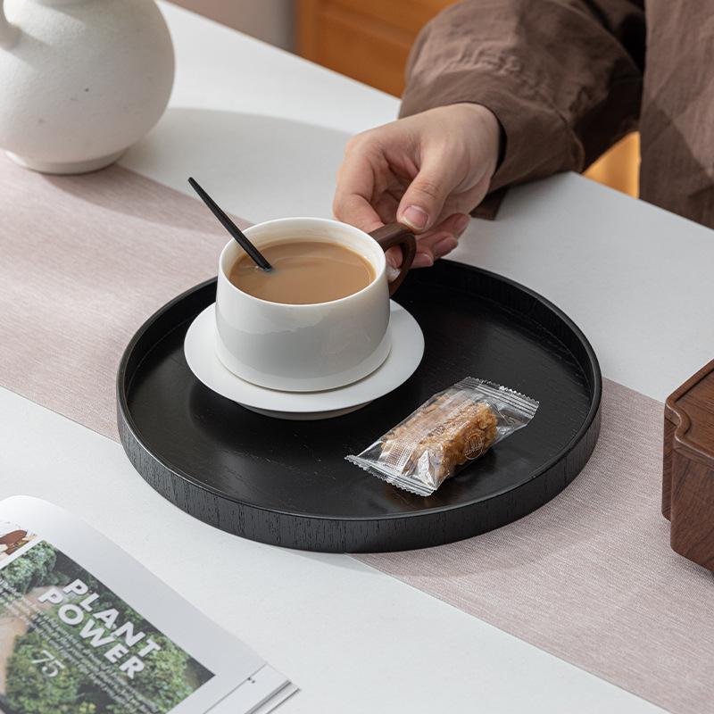 现代简约杯子茶盘家用创意圆形多功能收纳盘咖啡餐具下午点心盘|undefined
