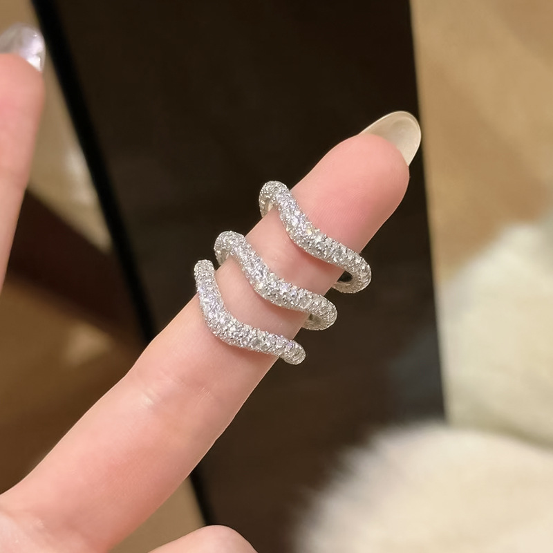 4g Weight Zircon Inlay Material 925 Sterling Silver Solid Color Zircon Rings