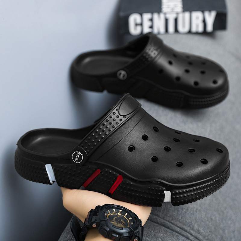 Zapatos de jardín de tendencia de hombre de tamaño grande, zapatillas de sandalinas de balde con suela suave, zapatillas de playa para hombres