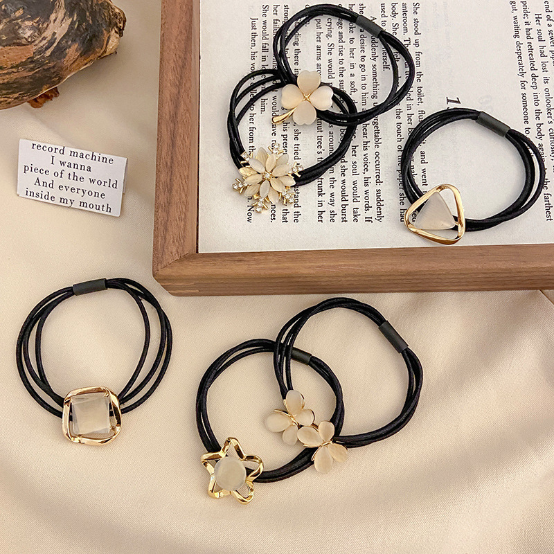 2022年新款頭繩高級感貓眼石發繩高彈力頭飾橡皮筋秋季合金款發圈