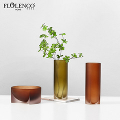 Nordic minimalist geometric shape matte resin vase hotel entrance dried flower holder liquor cabinet decoration model room arrangement