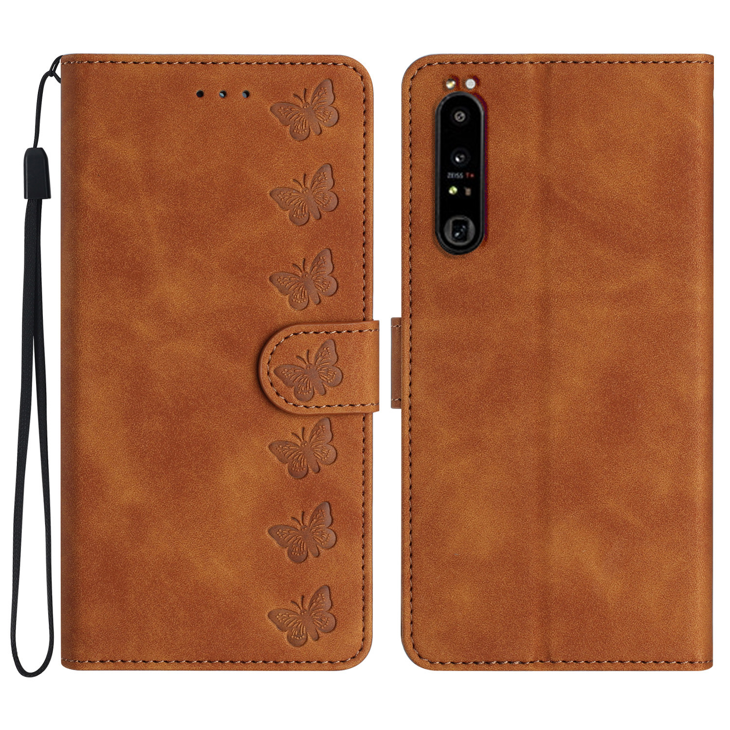 适用于索尼Xperia 10V手机皮套 谷歌8Pro磨砂蝴蝶压花插卡钱包壳