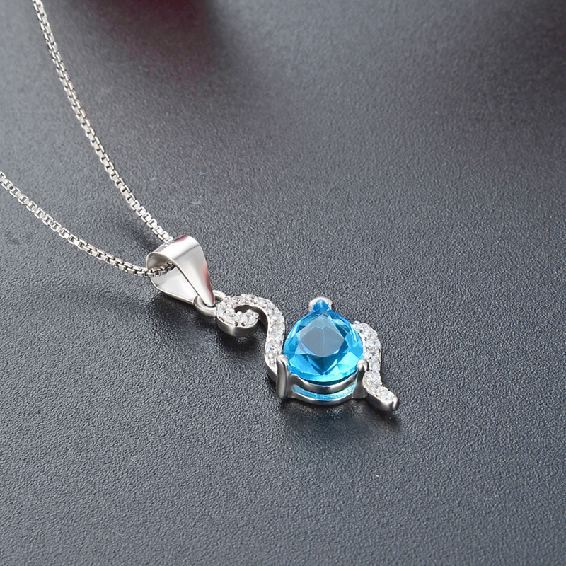 925 plata esterlina azul cristal collar cisne mujer japonés y coreano nicho ligero lujo colgante de alta calidad moda universal cadena de clavícula
