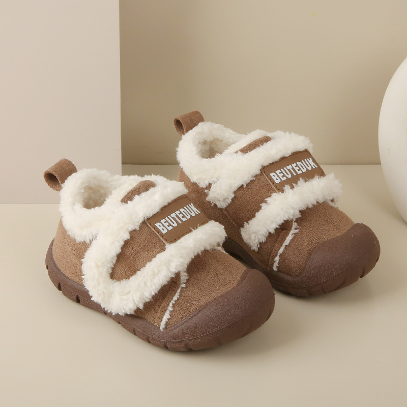 女童棉鞋魔术贴轻便2025冬季新款儿童户外雪地靴加绒保暖小中童男