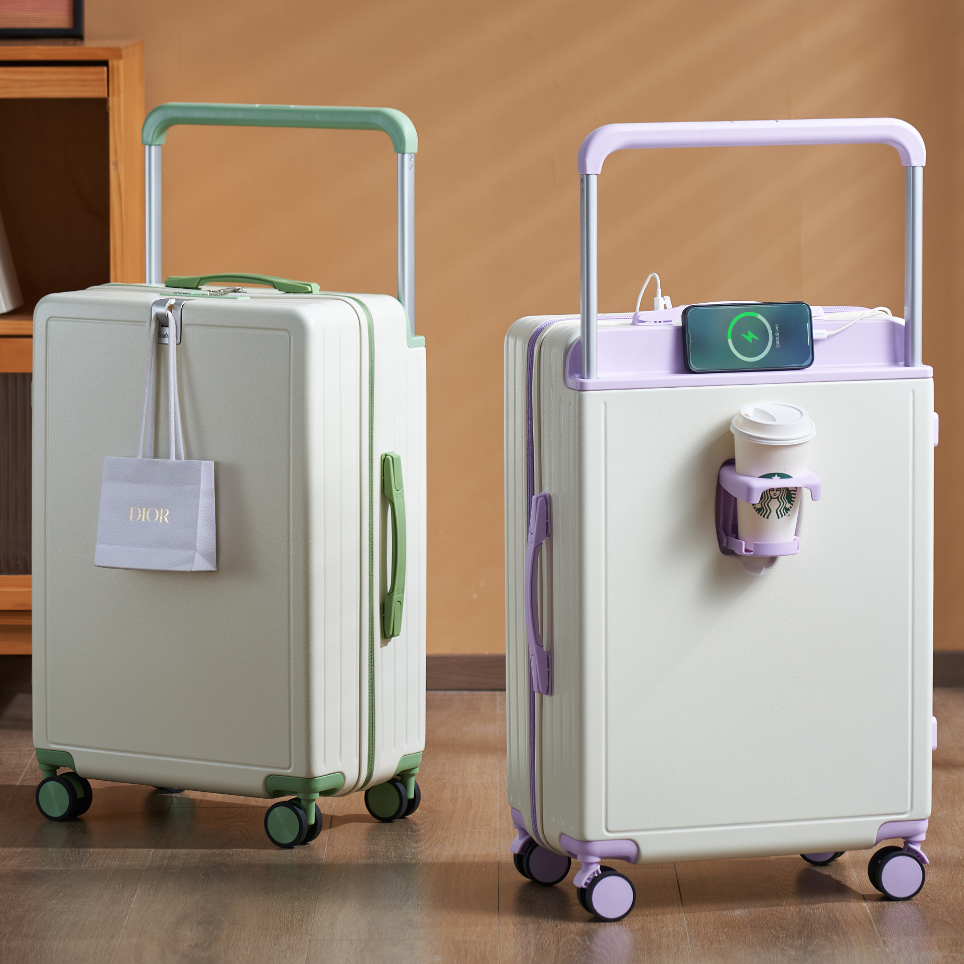Breiter Griff Koffer Damen 20 Zoll Multifunktional Neu Farbblock Handgepäck Reise Passwort Trolley Koffer Flüsterleise 24 Zoll Herren