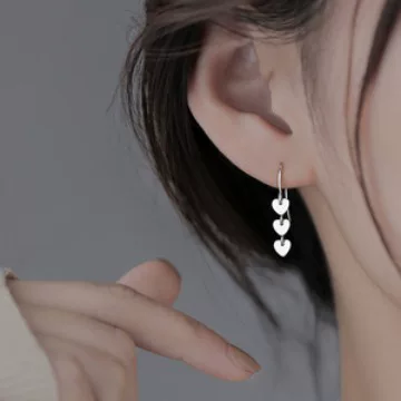 Корейские серьги сердце, простой и элегантный дизайн