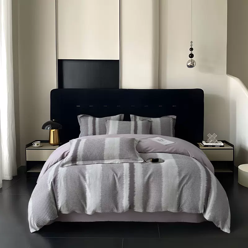 轻奢高级感全棉提花床上四件套全棉被套床单提花酒店高档简约北欧