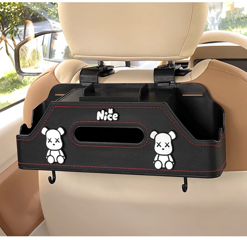 Car Multifunctional Storage Box Car Seat Back Storage Rack Water Cup Holder Seat Back Row Creative Tissue Storage Box