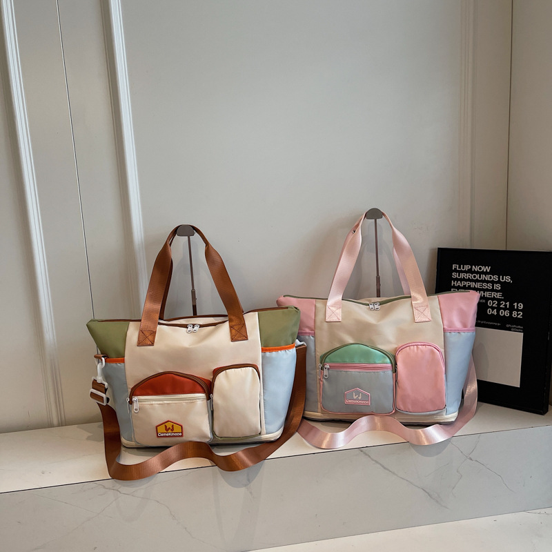 高颜值手提百搭托特包女大容量可扩展健身包多功能轻便收纳行李袋|undefined