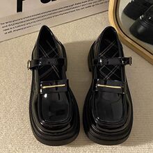厚底黑色漆皮玛丽珍小皮鞋女2025春夏季复古学院风百搭单鞋配裙子