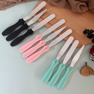 Colorful Cream Spatula Three-Piece Set Stainless Steel Cake Kissing Spatula Baking DIY Demoulding Knife Decorating Knife