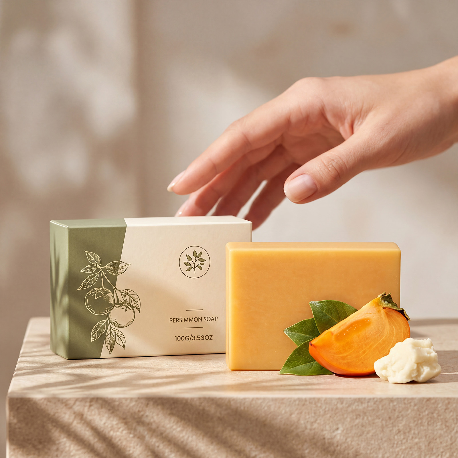 Cross-Border Hot-Selling Product: Persimmon Soap, Gentle Cleansing for Body Skin, Moisturizing and Hydrating, Naturally Fresh and Fragrant, Foamy Lather