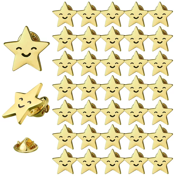 European and American Cross-Border Creative Smiley Face Brooch Five-Pointed Star Alloy Badge Clothing Accessories Personalized Children's Backpack Decoration