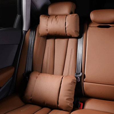modified lumbar support, same style, Waist support - 1-headrest-and-1-lumbar-support-ochre-brown-nappa-leather-for-comfort-and-stress-relief
