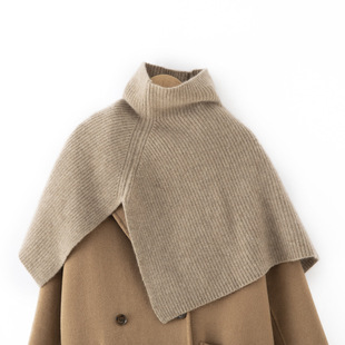 Cashmere 2025 Autumn/Winter New Women's High Neck Pullover Short Solid Color Plus Size Scarf Elegant Knitted Sweater Shawl