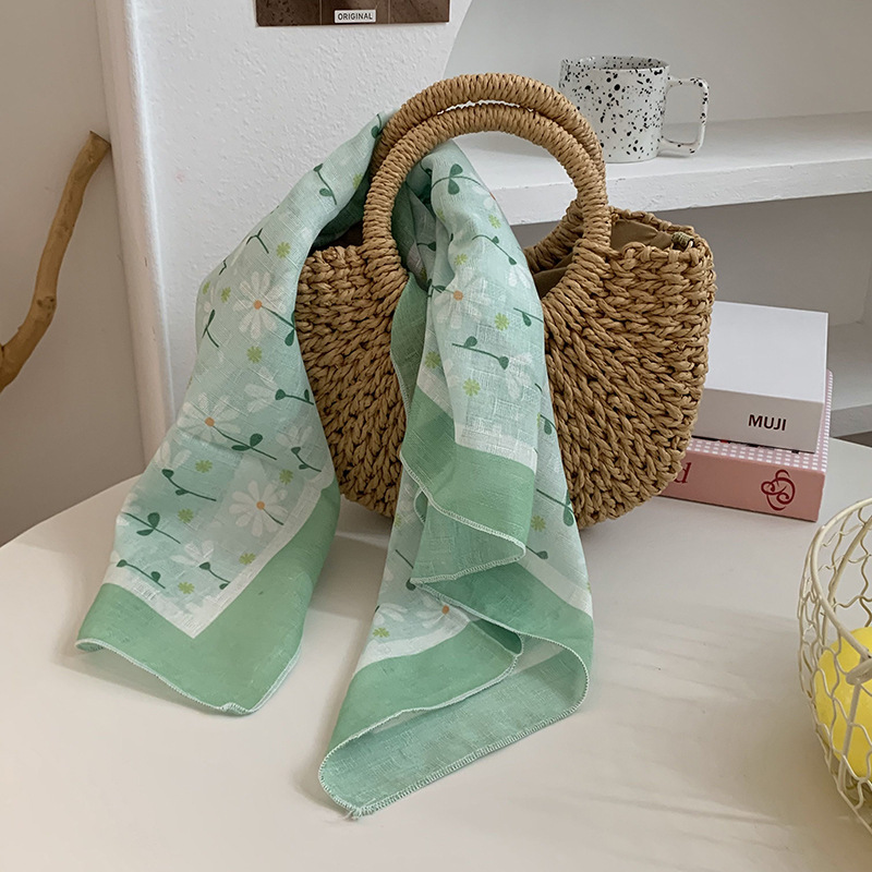 Cintas para el cabello, nueva impresión de letras coreanas, bufandas de seda, decoración profesional para mujeres, bufandas con bufandas cuadradas