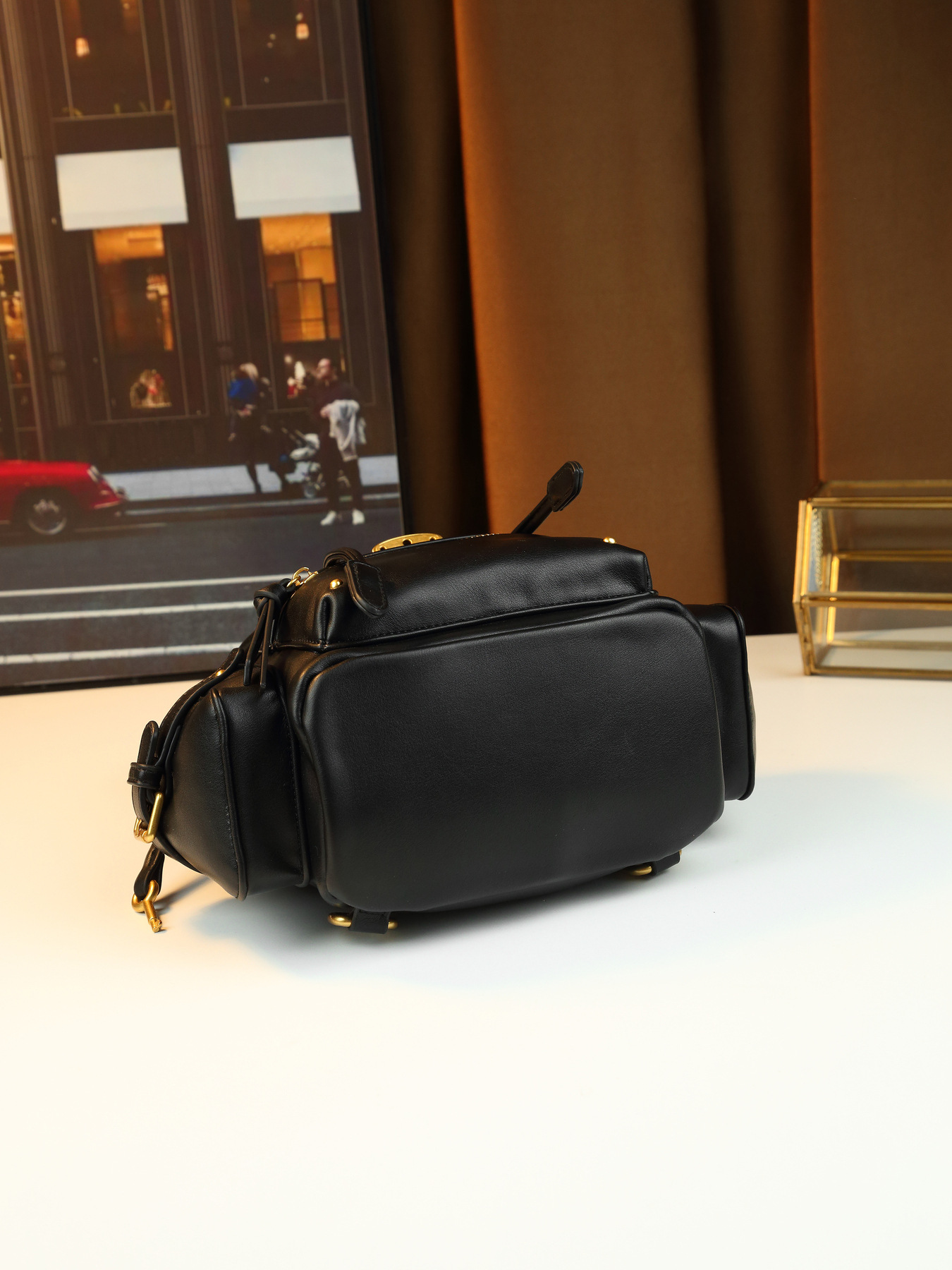 Borsa a mano retrò con lucchetto borchiato, media, multifunzionale, da donna, a tracolla, zaino da pendolare, in pelle PU con cerniera_voghion.com