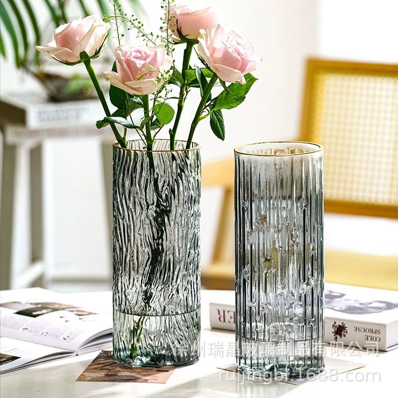 Прямая прозрачная стеклянная ваза, настольная цветочная композиция, водоповоротные сухоцветы, ваза для цветов, стиль, богатый бамбук, высокая бутылка для гостиной