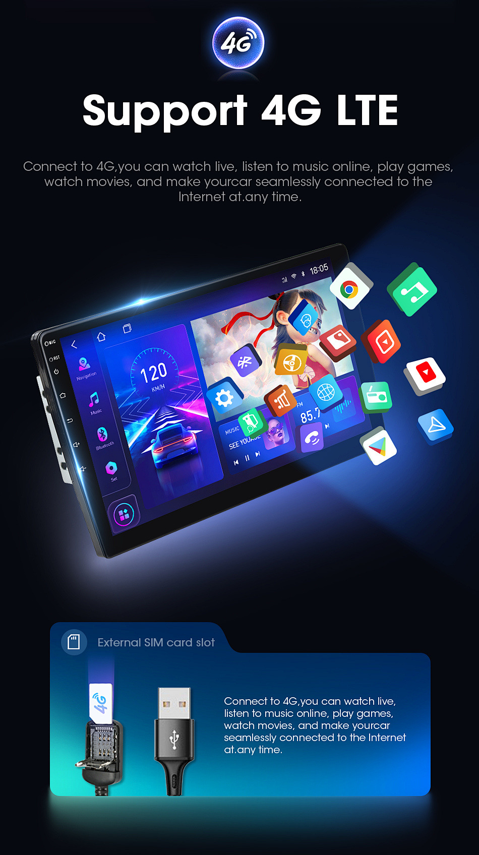Cross-border applicable Lada Granta 2018-2019 car multimedia Bluetooth rear view Carplay navigation