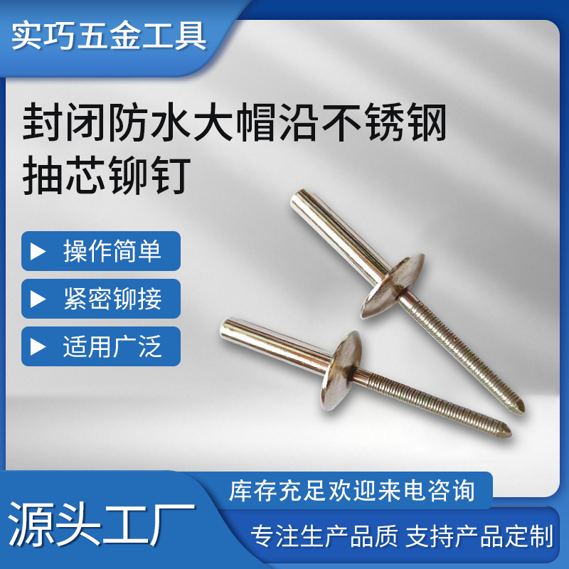 封闭防水大帽沿不锈钢抽芯铆钉 M2.4M3.2M4M5M6铆钉螺丝防滑柳钉