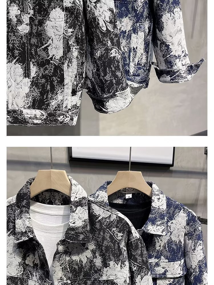 Men's clothing Autumn denim jacket with print personality casual jacket Hong Kong style handsome all match top autumn new jacket_voghion.com