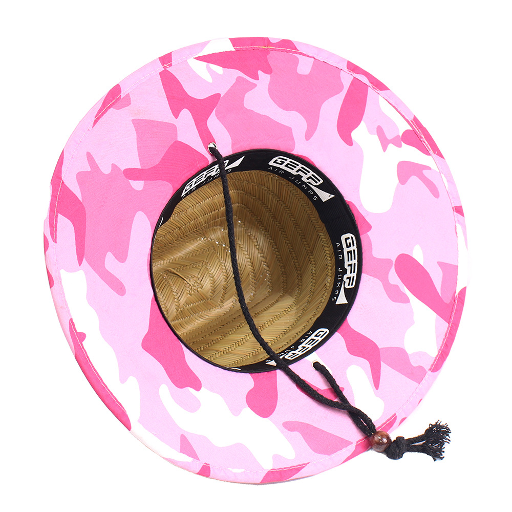 Sombrero de paja para hombre estilo playa, diseño salvavidas, moda verano 2024