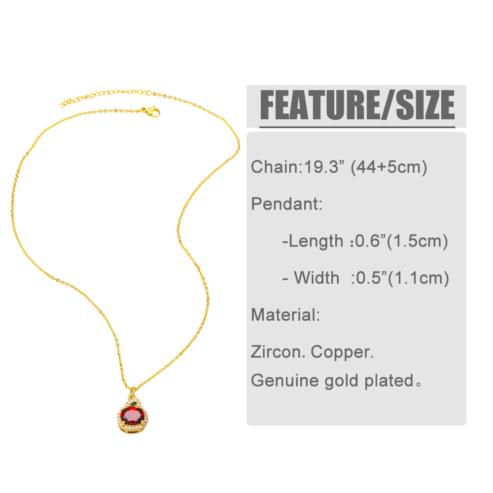 Fashion Simple Compact Full Rhinestone Zircon Apple Carrot Female Fruit Pendant Copper Necklace