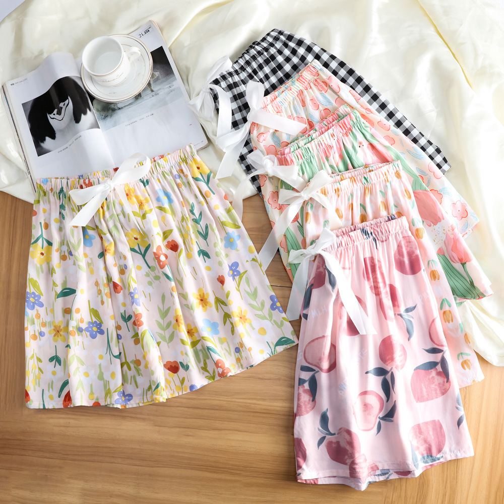 45 pantalones cortos de seda de algodón de verano delgados pijamas transpirables de algodón sintético ultra corto ropa de casa de gran tamaño de playa para mujeres