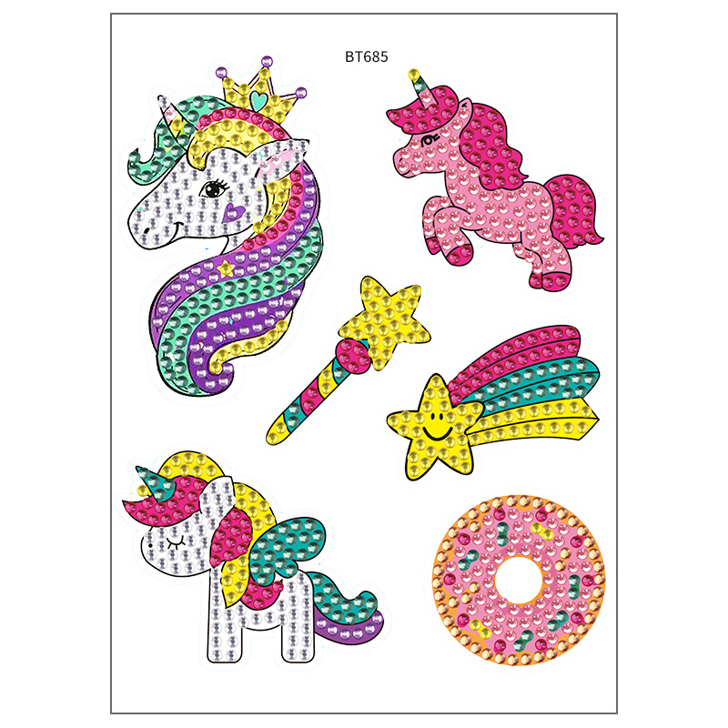 Nuevos pegatinas de taza de agua transfronterizas para niños dibujos de diamantes aleatorios pegatinas hechas a mano diy pegatinas de diamantes unicornios de dibujos animados mayorista